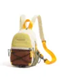 Color-block mini backpack with adjustable yellow straps, front pocket and mesh design. - S / White
