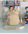 Bolso cruzado de nylon casual, bolso multifuncional liso para teléfono y botella de agua. - Caqui