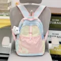 Pastellfarbener, bunter Freizeitrucksack für Studenten und Reisen, leicht mit praktischen Fächern. - Mit Anhänger / L / Rosa