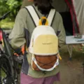 Color-blocking canvas backpack, stylish campus student travel daypack for outdoor hiking. - With Lanyard / L / White