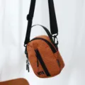 Outdoor casual orange grid nylon small crossbody bag, stylish single shoulder sports phone bag. - Orange