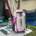 Sac à dos de randonnée extérieur 40l imperméable design blanc et violet pour voyage. - Violet