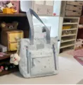 Mochila tote de lona con estampado de estrellas azul claro, bolso escolar casual. - Bolso de Hombro Azul con Colgante