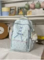 Linda mochila impermeable con elegantes detalles de encaje para estudiantes y mujeres. - Azul Claro (con Colgante)
