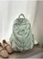 Hellgrüner Pünktchen Rucksack, lässiger Kordelzug Schulranzen, moderner Studententagesrucksack. - Einzelne Tasche / Grün