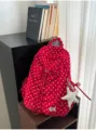 Roter Punkt Rucksack stilvoll Freizeit Student Schultasche grosse Kapazitaet Alltag - Mit Anhänger / Rot