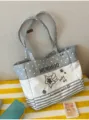 Grey white polka dot canvas tote bag cute sweet student shoulder storage handbag - Single Bag Only / Gray