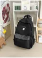 Sac à dos décontracté noir avec poche à carreaux gris et motif d'ours pour les voyages. - Sac Individuel / L / Noir