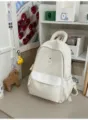 Sac à dos étudiant à carreaux couleur unie décontracté léger de grande capacité. - Sac Individuel / L / Blanc