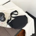 Μοντέδνα μαύρη casual τσάντα στήθους ευέλικτη χιαστί τσάντα μεγάλη χωρητικότητα τσάντα μέσης - Μαύρο