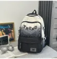 Sac à dos minimaliste dégradé style coréen, grand cartable de voyage loisir élégant. - Noir (Sans Pendentif)