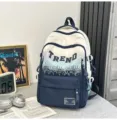 Sac a dos en toile style americain degrade polyvalent decontractur voyage grand cartable - Bleu (Sans Pendentif)