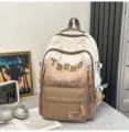 Sac à dos dégradé en toile pour école collège sac à dos de voyage stylé couleur marron - Khaki (Sans Pendentif)