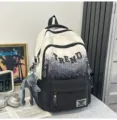 Sac à dos minimaliste dégradé de couleur noir et blanc, élégant sac de voyage décontracté. - Noir Avec Pendentif