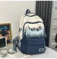 Sac à dos minimaliste dégradé, cartable tendance de style coréen pour voyage et quotidien. - Bleu Avec Pendentif