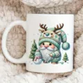 Taza de café de cerámica con gnomo de Navidad, linda taza de té con diseño de reno para oficina. - Estilo Gnomo de Navidad
