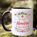 Ceramic coffee mug with colorful floral design and Spanish text, ideal for daily office use. - Style 1