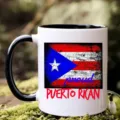 Custom Puerto Rican flag ceramic coffee mug, black handle and interior, office drinkware gift - Puerto Rico Flag