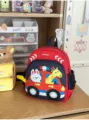 Cute toddler school backpack for kids aged 3-6, red blue cartoon car print bookbag variant - Red Single Bag