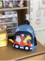 Cute cartoon backpack for kindergarten boys and girls, stylish daily school book bag with animal print. - Blue Backpack Only