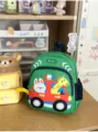 Cute cartoon kids schoolbag for kindergarten boys and girls, green car print backpack. - Green Single Bag