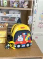 Cute kindergarten shell backpack for kids aged 3-6, featuring a vibrant yellow cartoon car design. - Yellow (With Pendant)
