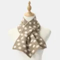 Cuello de punto con lunares retro, bufanda corta otoño invierno para mujer y hombre, elegante. - Camel
