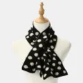 Bufanda de punto con lunares, variante de cuello corto negro y blanco para otoño invierno. - Negro Beige