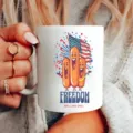 Keramische koffiekop detailweergave, witte mok met patriottische opdruk, kantoorbeker. - Amerikaanse BBQ Stijl
