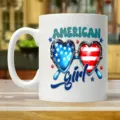 Witte keramische koffiemok detail, patriottische hart zonnebril print, kantoor drinkbeker - Amerikaans Thema Stijl