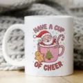 Tasse à café en céramique blanche avec motif de Père Noël mignon, idéale pour les fêtes. - Père Noël