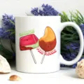 White ceramic coffee mug with cute cartoon popsicle print design for office and home daily use. - Style 2