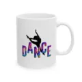 Taza de café de cerámica blanca con letras DANCE coloridas y diseño de silueta de bailarina. - 301-400ml / Estilo 10
