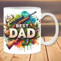 Taza de café de cerámica blanca con impresión gráfica de caza y pesca para oficina y hogar - 301-400ml / Estilo 7