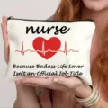 Bolsa de maquillaje de lona para enfermeras con divertido estampado de latidos. - Estilo 6
