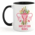 Keramik Kaffeetasse mit schwarzem Henkel feministischer Uterus Blumen Druck Teetasse - Stil 4