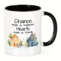 Witte keramische koffiemok met zwart handvat, aquarel huis citaat ontwerp, beker. - 301-400ml / Tweelinghuizen Print Stijl