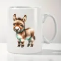 Nahaufnahme Detail der niedlichen Esel Grafik auf weißer Keramik Tasse für das Büro. - Stil 4