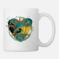 White ceramic coffee mug with Bahamas Nassau tropical palm tree graphic print for office daily use - 301-400ml / Style 4
