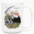 White ceramic coffee mug with funny skeleton illustration, perfect for office and daily use. - 301-400ml / Style 5