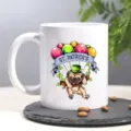 Weißer Keramik Kaffeebecher mit niedlichem Mops und St. Patricks Day Motiv fürs Büro. - 301-400ml / Stil 6