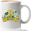 Ceramic coffee mug detail showing Brazil theme print with Christ statue and Brasil text. - 301-400ml / Style 6