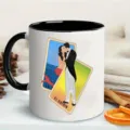 Taza de cafe de ceramica con diseño de tarot, asa y borde negros para oficina y hogar. - Estilo 10
