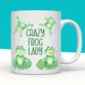 White ceramic coffee mug with cute watercolor frog design, perfect for office and daily use. - 301-400ml / Style 3