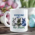 Detailed close-up of white ceramic coffee mug with camo bunny print for office use. - 301-400ml / Style 4