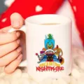 White ceramic coffee mug with custom cartoon band graphic print for office or home use - 301-400ml / Style 8