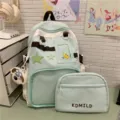 Minzgrüner Ita-Rucksack aus Segeltuch mit transparentem Fenster und passender kleiner Tasche. - Einzelne Tasche Abnehmbar / Weiß und Grün