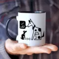Tasse a cafe en ceramique avec imprime de chien drole et poignee noire pour bureau maison - Style 8