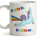 Taza de café de cerámica blanca unicornio yoga divertida, bonita vajilla de oficina práctica. - Estilo 8