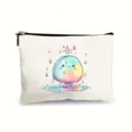Cute canvas zipper makeup bag and pencil case with pastel watercolor character print. - Style 6